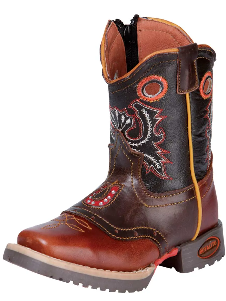 Kids - Botas Vaqueras Rodeo con Antifaz de Piel Genuina para Bebes 'El General' - ID: 31318