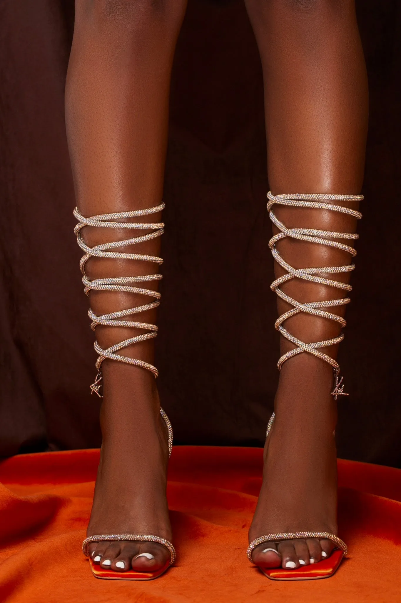 KW Orange Classic Crystal Sandals