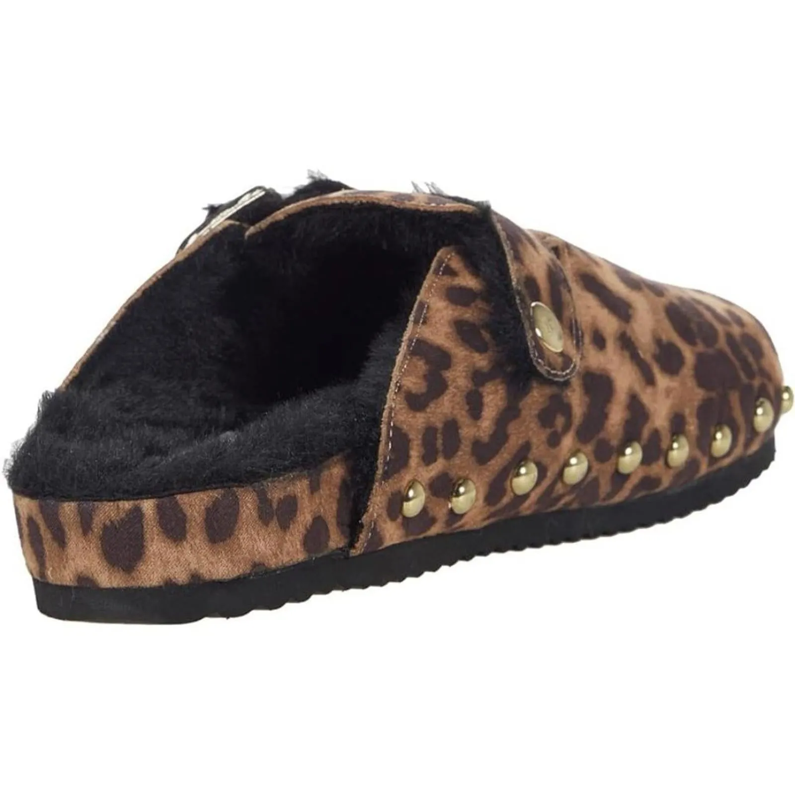 Lacia Leopard Studded Fur Lined Clogs
