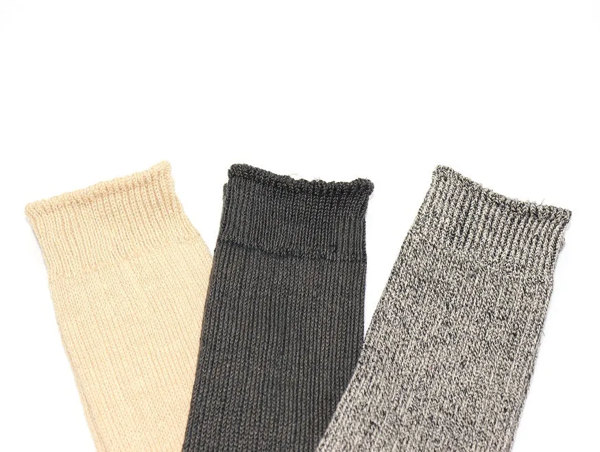 Linen Cotton Ribbed Crew Socks - Raw Beige