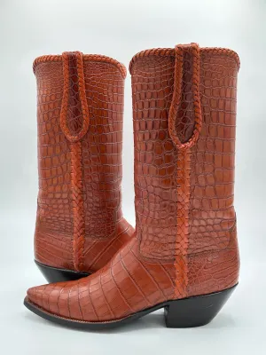 Littles Boot Company Custom Full Nile Crocodile Cowboy Boots size 9 D