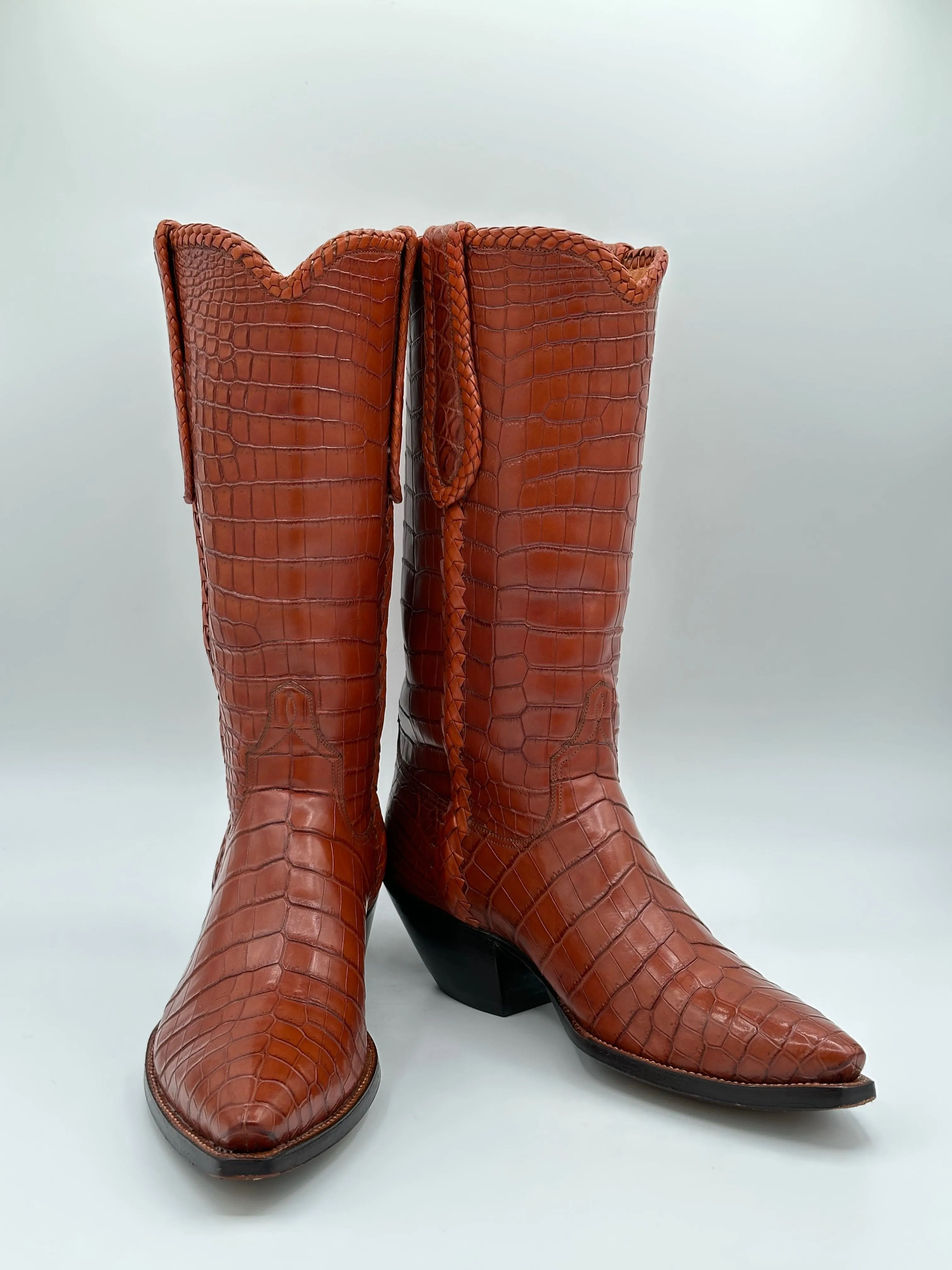 Littles Boot Company Custom Full Nile Crocodile Cowboy Boots size 9 D