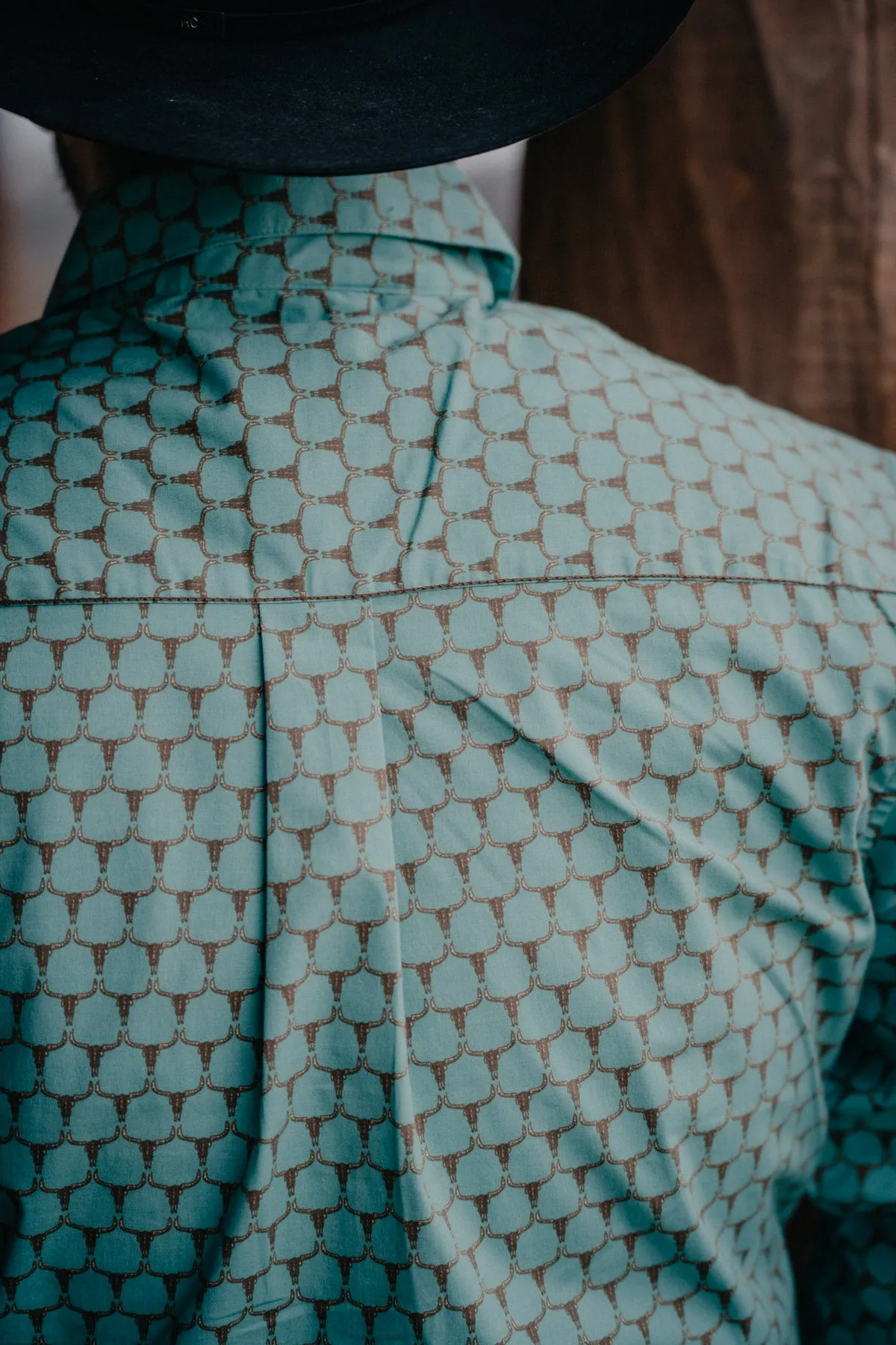 Longhorn Honey Comb Teal Pearl Snap by Justin Boots (1 S Only)