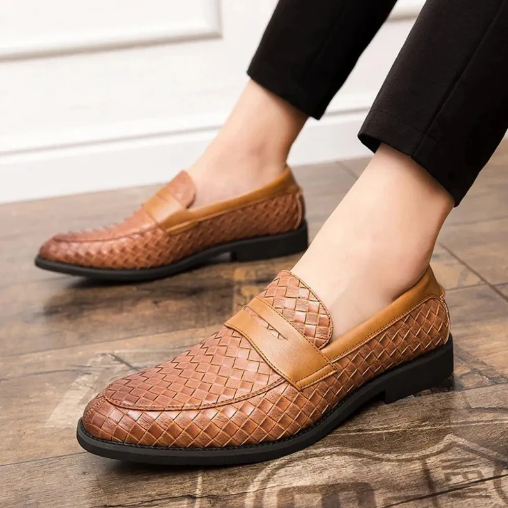 Luca Woven Leather Loafers