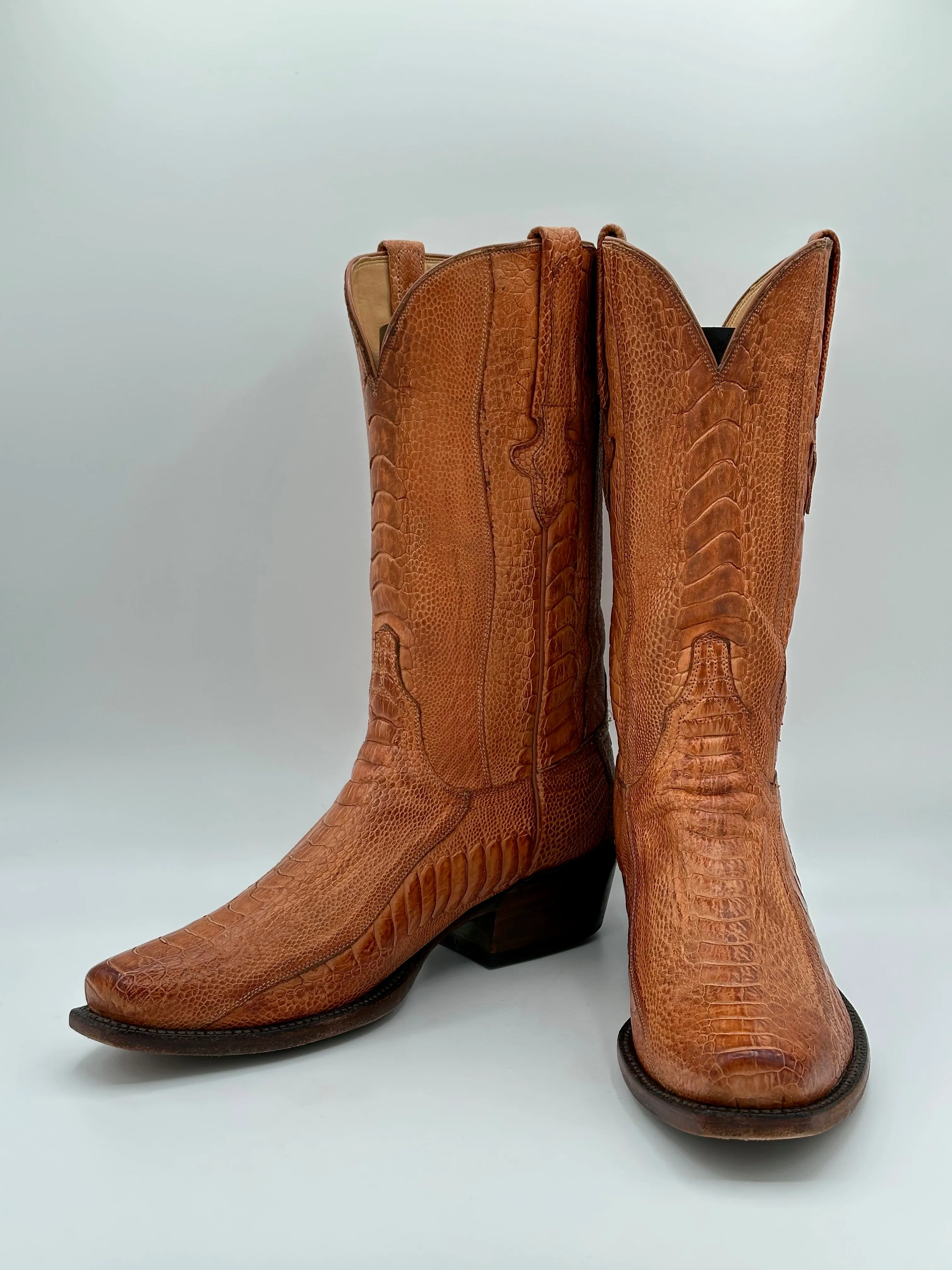 Lucchese ANDERSON Full Ostrich Leg Cowboy Boots size 9.5 D