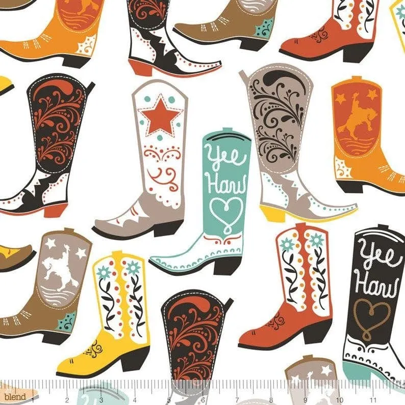 Luckie Fat Quarter Bundle, Western Fabrics, Blend Maude Ashbury, Modern Country, Boots Hoseshoes Feathers Chevron Stars, Turquoise Brown
