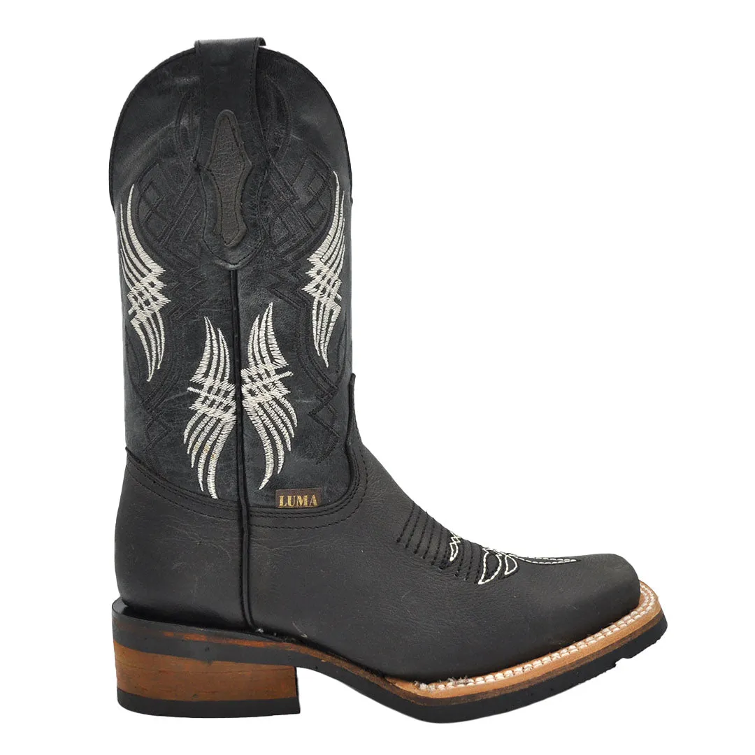 Luma Youth Kid's Rodeo Square Toe Black Western Boots