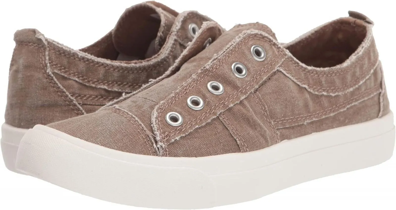Madden Girl Retro Laceless Lillyy Sneaker Shoes Dark Oatmeal Fabric Brown 6.5M