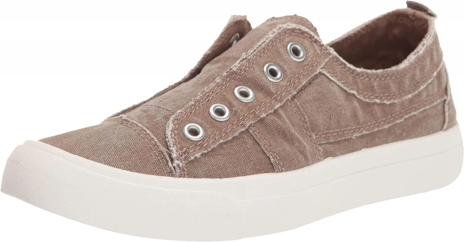 Madden Girl Retro Laceless Lillyy Sneaker Shoes Dark Oatmeal Fabric Brown 6.5M