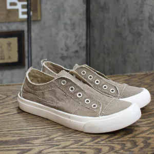 Madden Girl Retro Laceless Lillyy Sneaker Shoes Dark Oatmeal Fabric Brown 6.5M