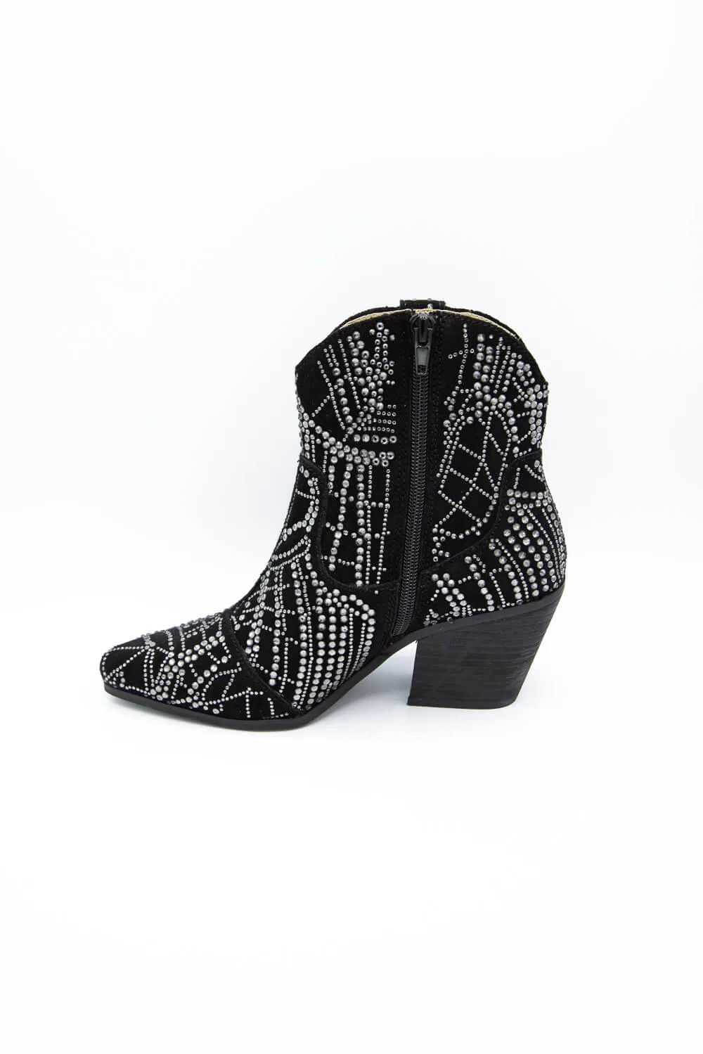 Matisse Heidi Rhinestone Cowboy Booties for Women in Black | HEIDI-BLACK