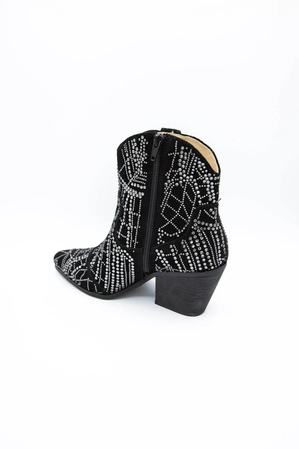 Matisse Heidi Rhinestone Cowboy Booties for Women in Black | HEIDI-BLACK