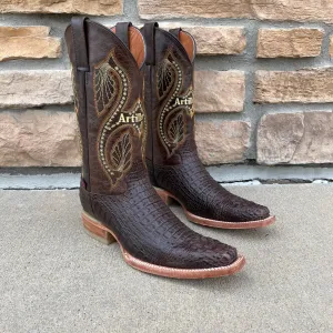 Men's Artillero Brown Crocodile Print Italian Square Toe