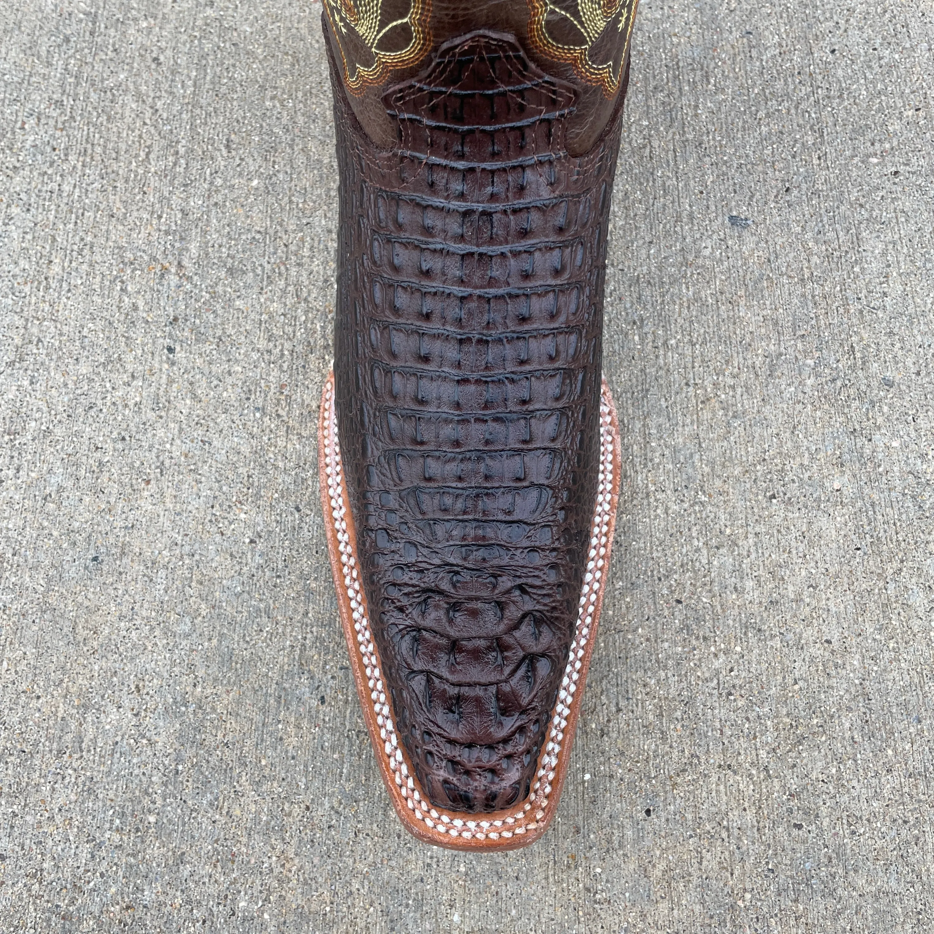 Men's Artillero Brown Crocodile Print Italian Square Toe