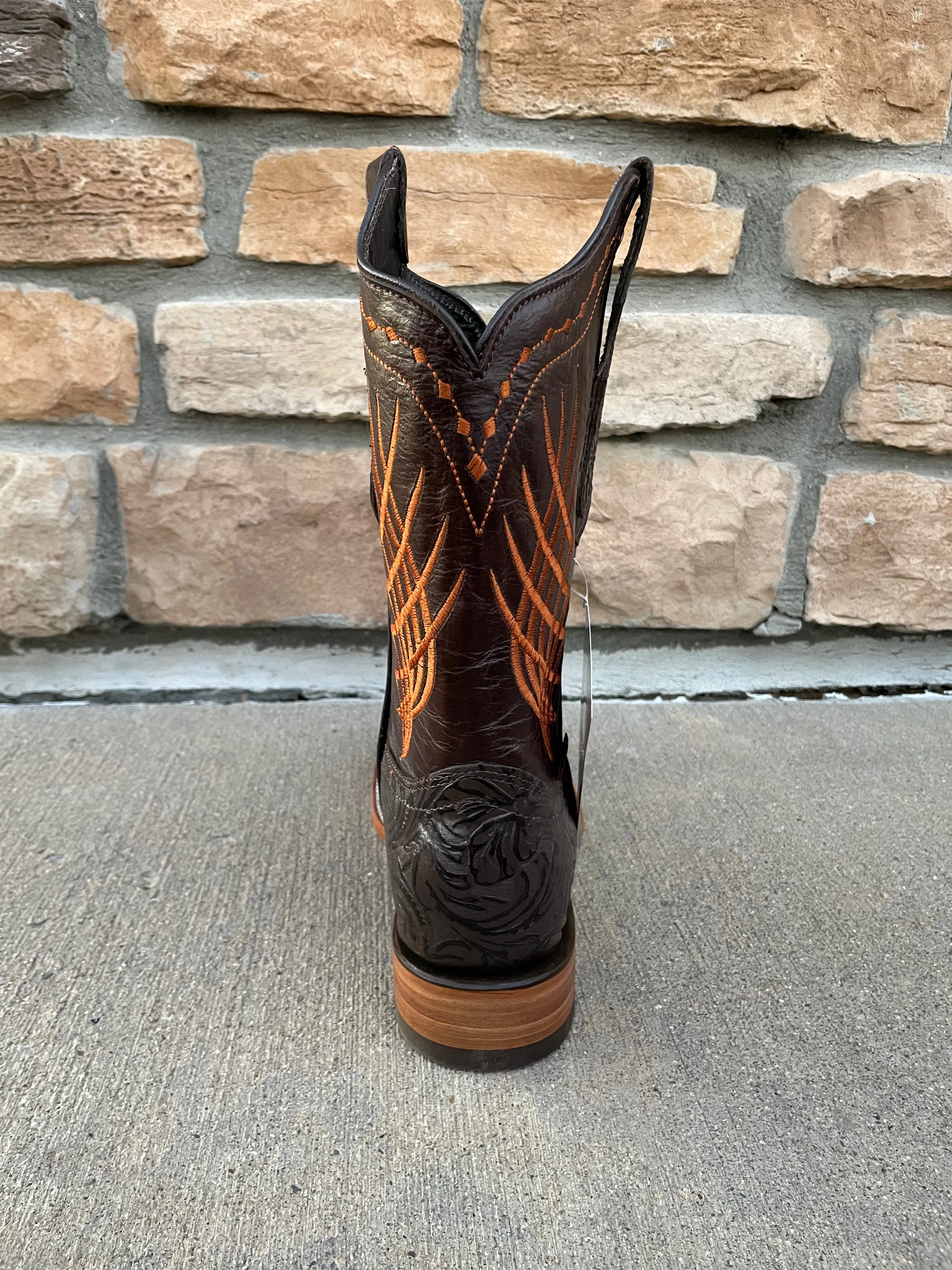 Men's Artillero Hand Tooled Chiseled Print Wide Square Toe
