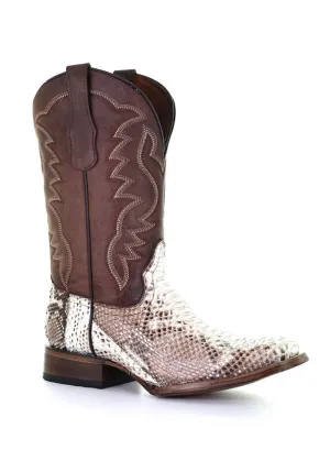 Men's Circle G by Corral Natural Brown Python Square Toe Boots L5740