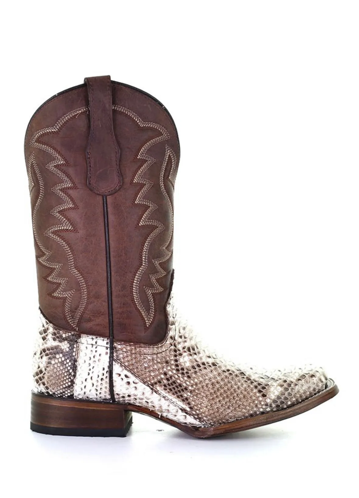 Men's Circle G by Corral Natural Brown Python Square Toe Boots L5740