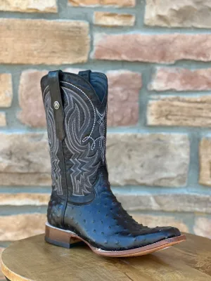 Men's Tanner Mark Black Ostrich Print Boots