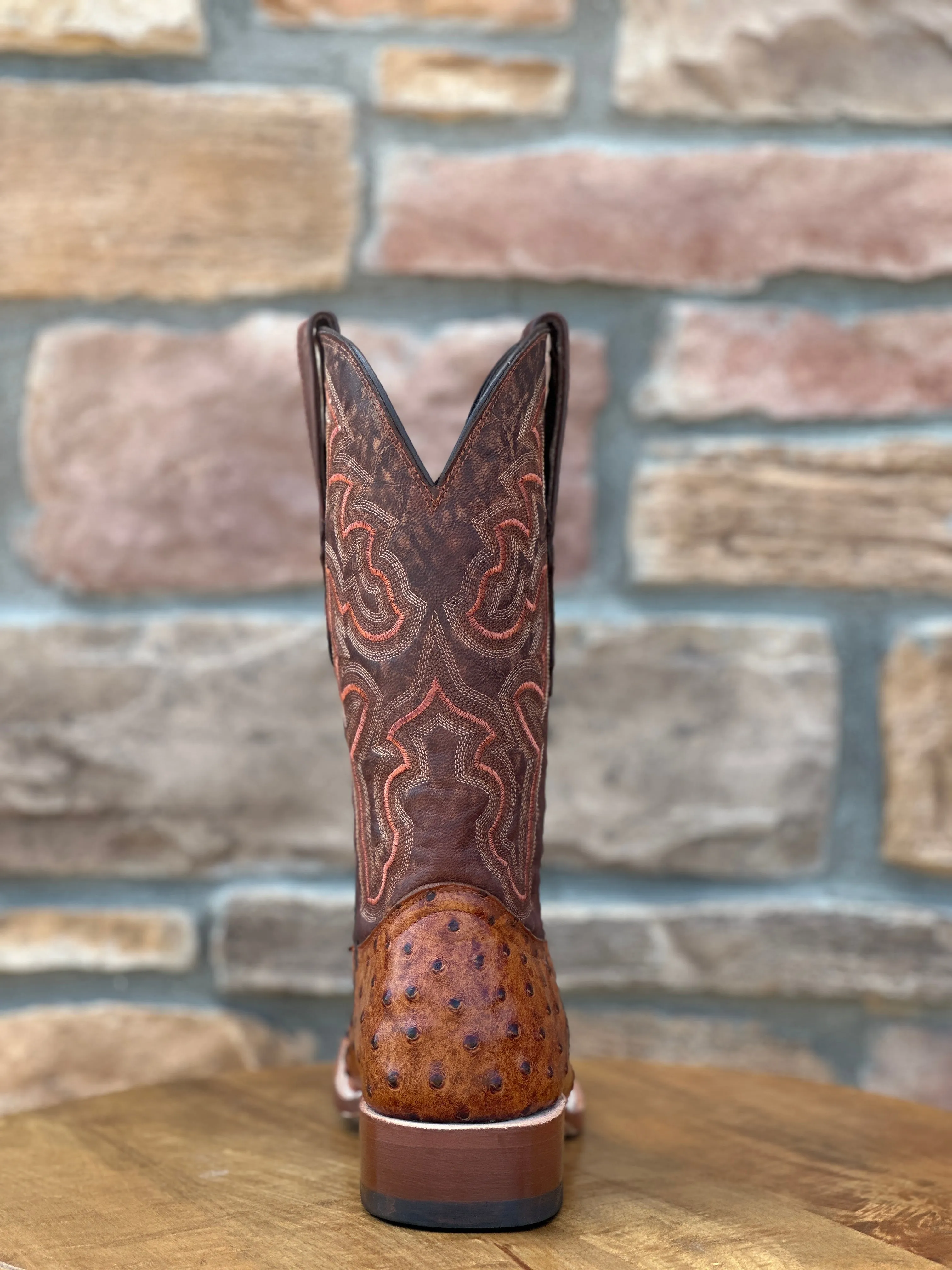 Men's Tanner Mark Cognac Ostrich Print Boots