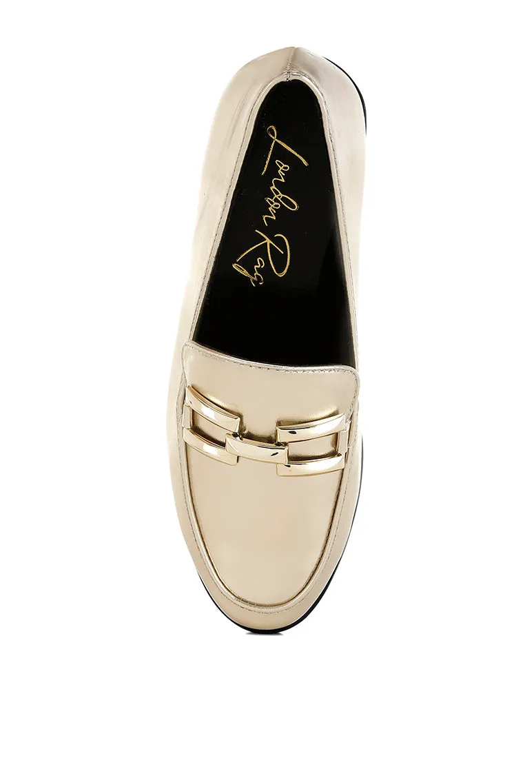 Metallic Horsebit Detail Loafers By MODE