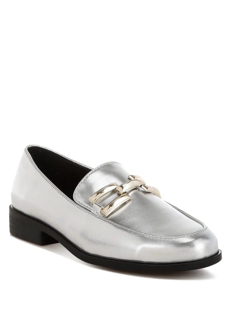 Metallic Horsebit Detail Loafers By MODE