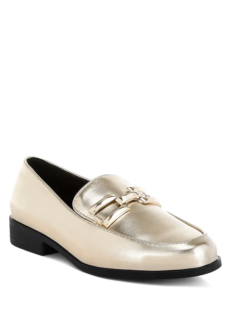 Metallic Horsebit Detail Loafers By MODE