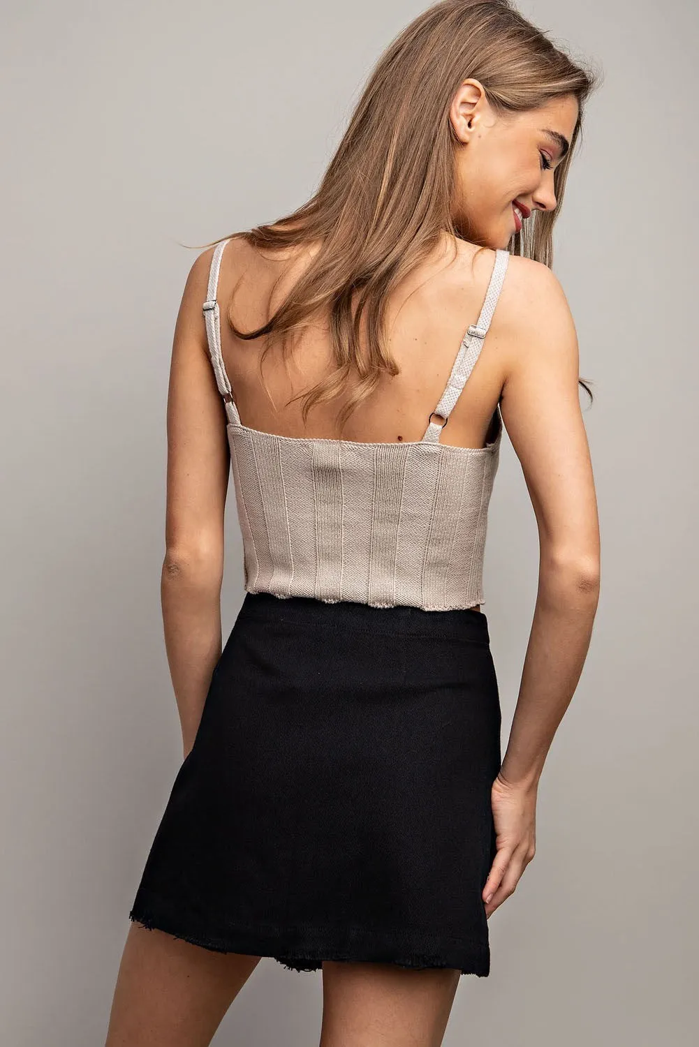 Mineral Washed Solid Mini Wrap Skirt