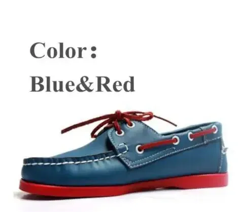 New Genuine Leather Men's Casual Boat shoes Women Loafers Driving Fashion Unisex Handmade Shoes Lace-up
