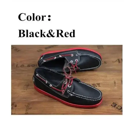 New Genuine Leather Men's Casual Boat shoes Women Loafers Driving Fashion Unisex Handmade Shoes Lace-up