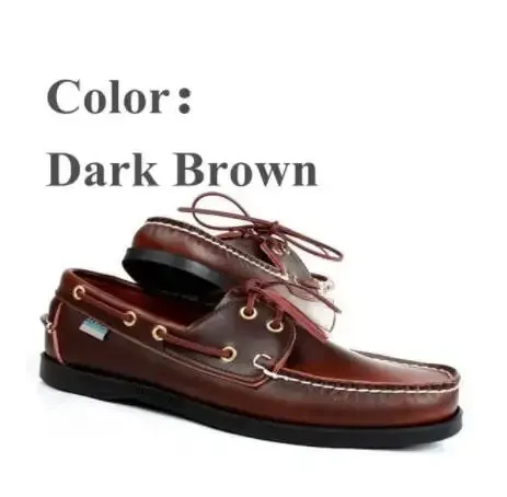 New Genuine Leather Men's Casual Boat shoes Women Loafers Driving Fashion Unisex Handmade Shoes Lace-up
