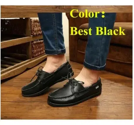 New Genuine Leather Men's Casual Boat shoes Women Loafers Driving Fashion Unisex Handmade Shoes Lace-up