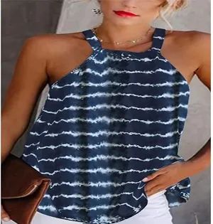 New Womens Baliya Halter High Neck Cami Tank Top Casual Loose Sleeveless, Sz M/L!