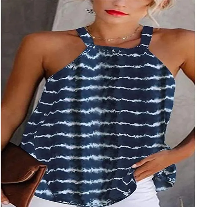 New Womens Baliya Halter High Neck Cami Tank Top Casual Loose Sleeveless, Sz M/L!