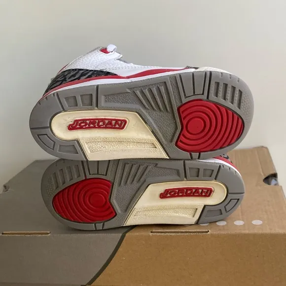 Nike Air Jordan 3 Retro Cement Fire Red Toddler Sneakers- SZ 9 C
