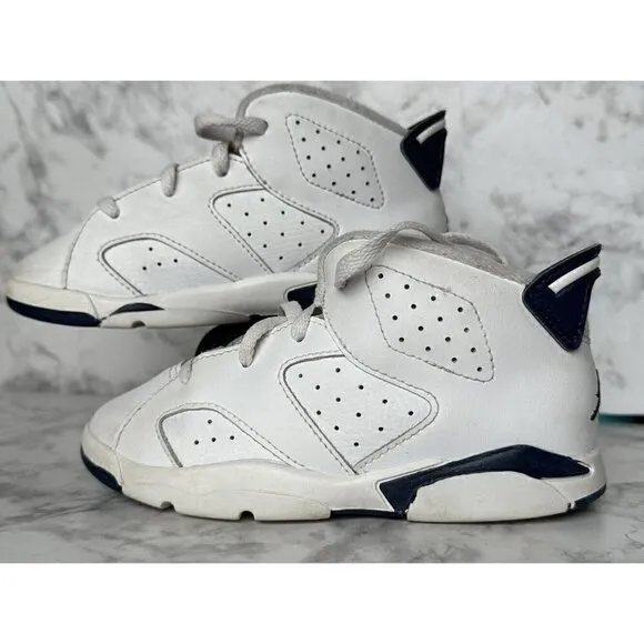 Nike Air Jordan 6 Retro TD Midnight Navy White 384667-141 Toddler 10c Sneakers