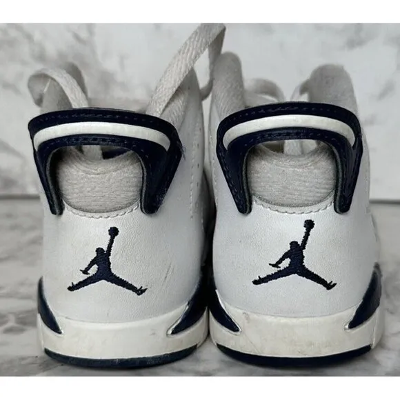 Nike Air Jordan 6 Retro TD Midnight Navy White 384667-141 Toddler 10c Sneakers