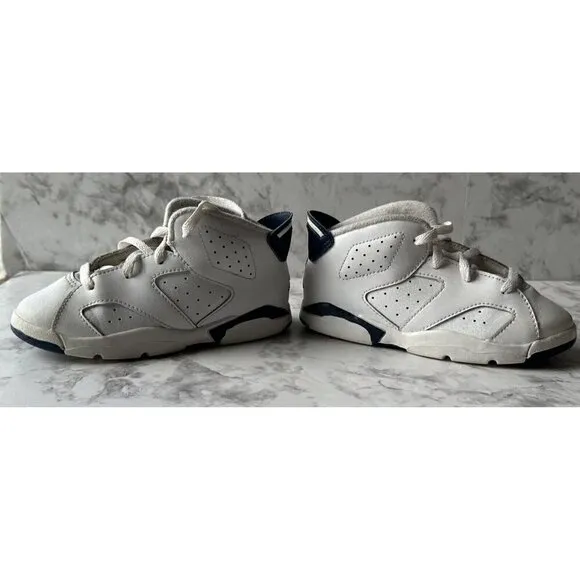 Nike Air Jordan 6 Retro TD Midnight Navy White 384667-141 Toddler 10c Sneakers