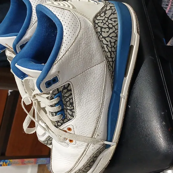 Nike Air Jordan Retro 3 Blue Gold Washington Wizards Mid Sneakers 6.5 Kids