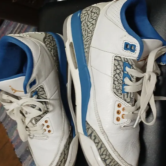 Nike Air Jordan Retro 3 Blue Gold Washington Wizards Mid Sneakers 6.5 Kids