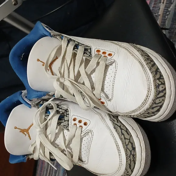 Nike Air Jordan Retro 3 Blue Gold Washington Wizards Mid Sneakers 6.5 Kids