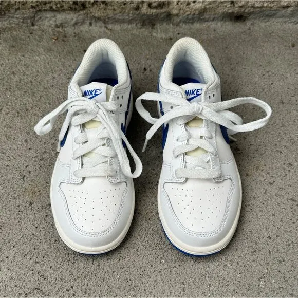 NIKE Dunk Low Retro Sneakers 1.5 33 EU White Blue Running Shoes EUC Kids Shoe