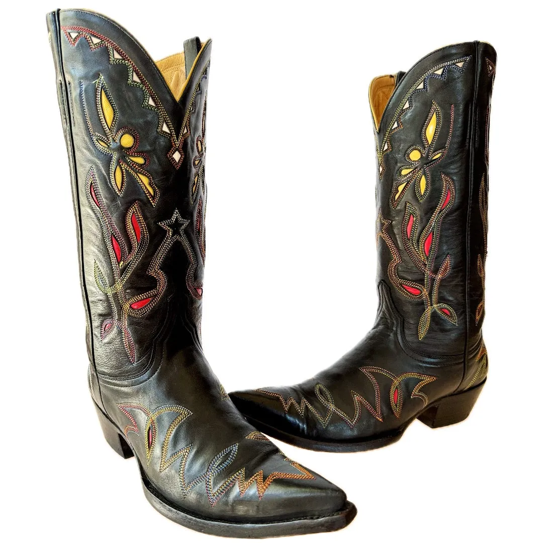 OLD GRINGO Vintage Dragonfly Butterfly Black Western Cowboy Boots