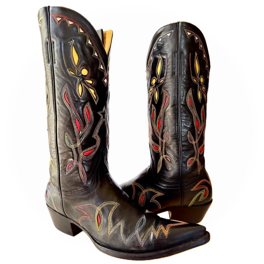 OLD GRINGO Vintage Dragonfly Butterfly Black Western Cowboy Boots