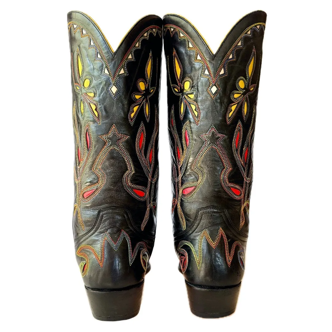OLD GRINGO Vintage Dragonfly Butterfly Black Western Cowboy Boots
