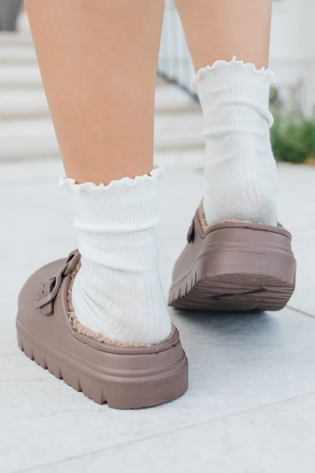 Palmer Chocolate Rubber Sherpa Lined Slip-on Clogs FINAL SALE