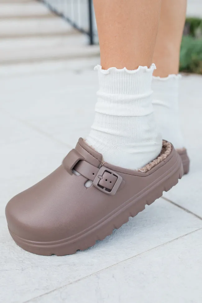Palmer Chocolate Rubber Sherpa Lined Slip-on Clogs FINAL SALE