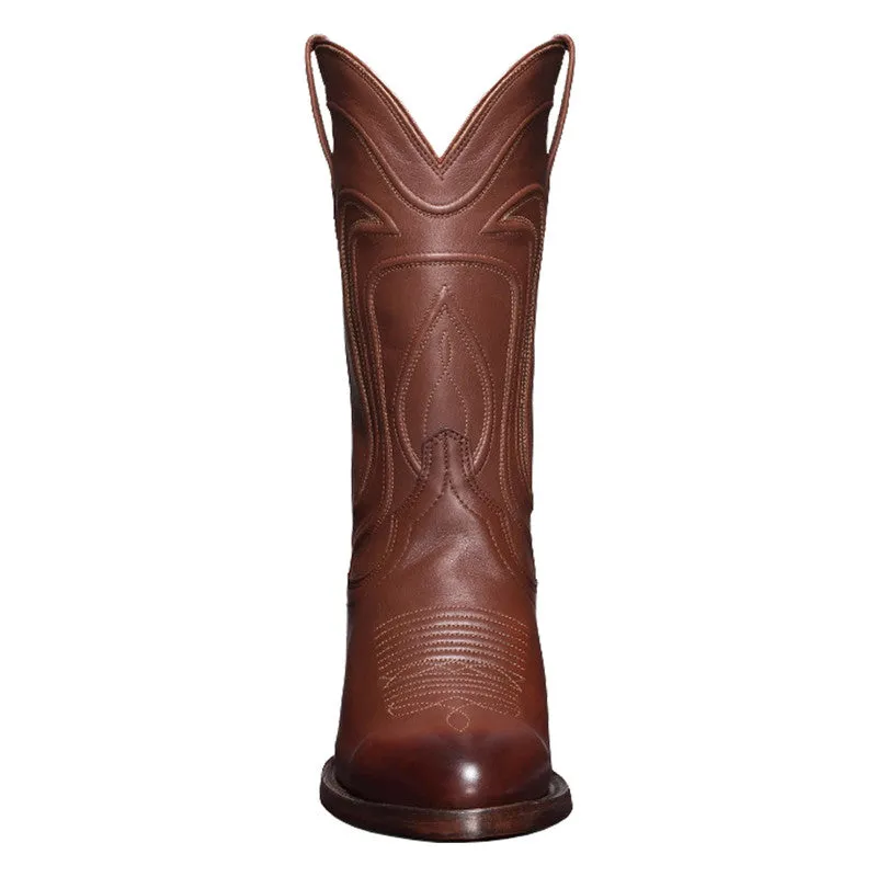 Pointed Toe Western Inspired Embroider Cowboy Men Boots