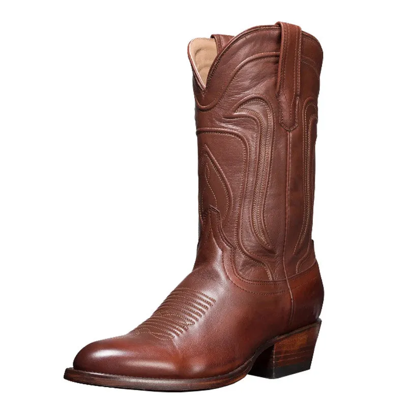 Pointed Toe Western Inspired Embroider Cowboy Men Boots