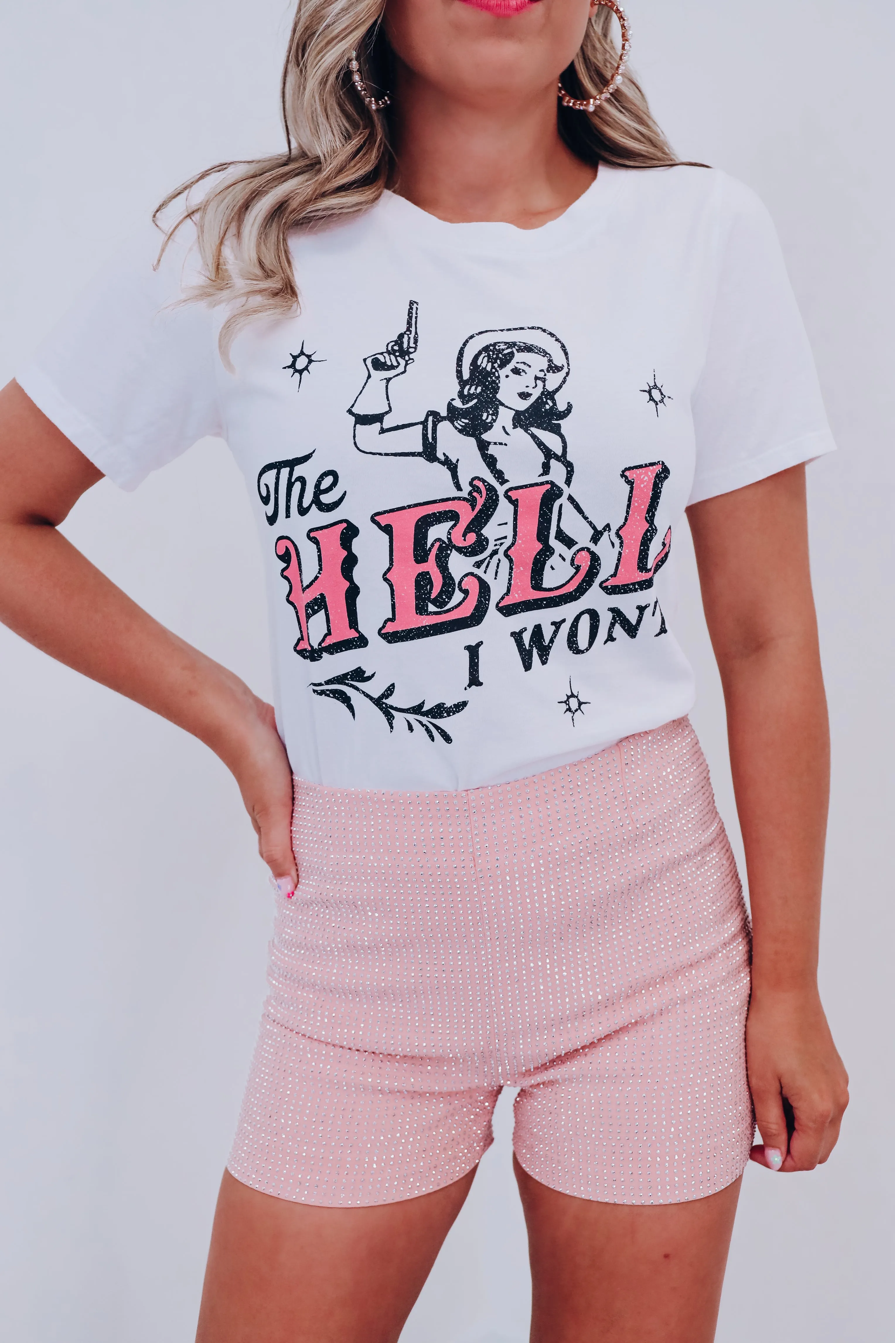"The Hell I Won't" Graphic T-Shirt - White
