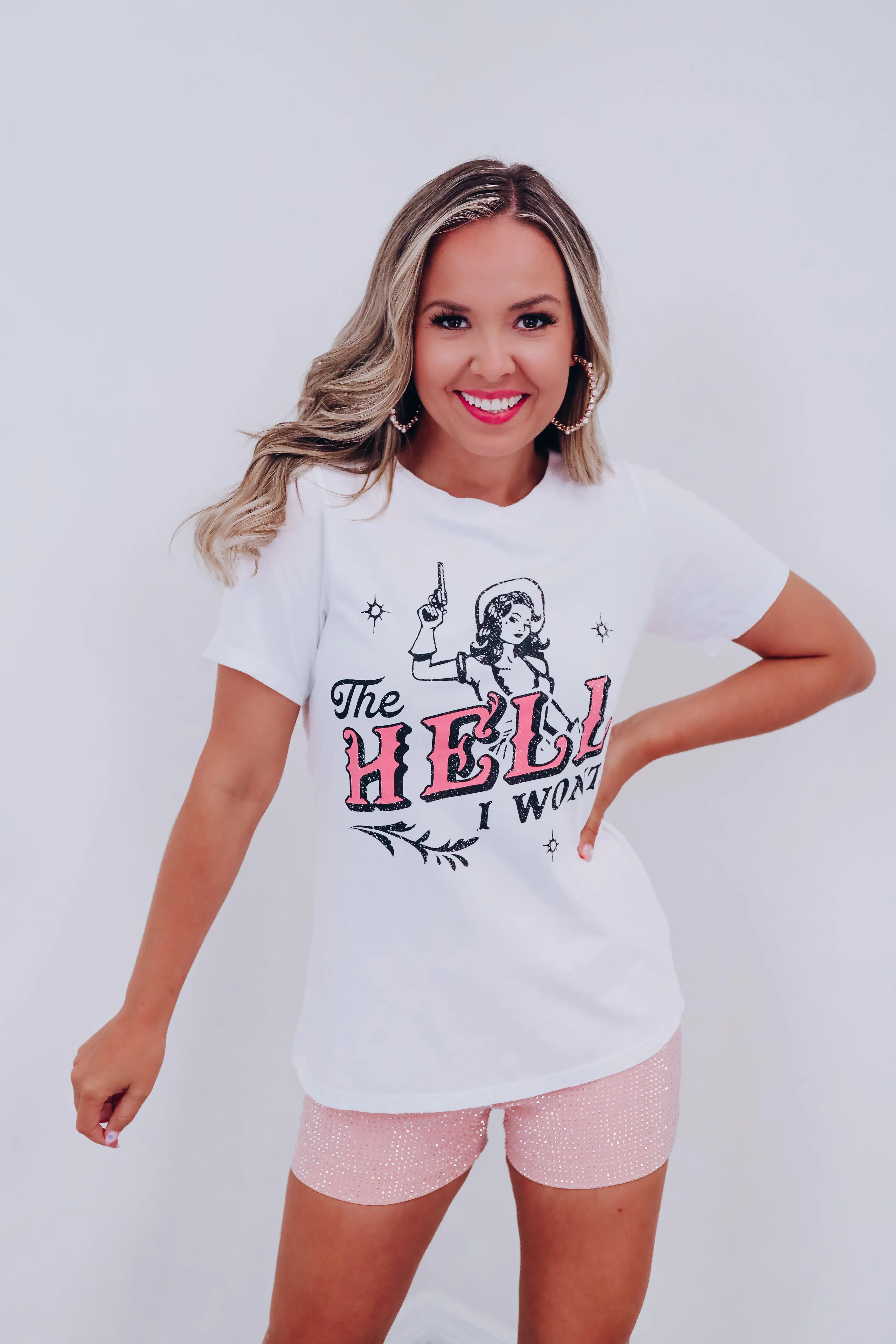 "The Hell I Won't" Graphic T-Shirt - White